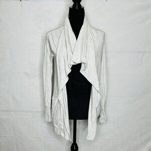 ATHLETA Pranayama Restore Wrap Open Cardigan Sweater Heather Gray Sz XXS